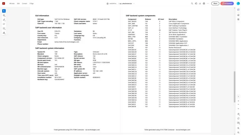 PDF with SAP technical details 2